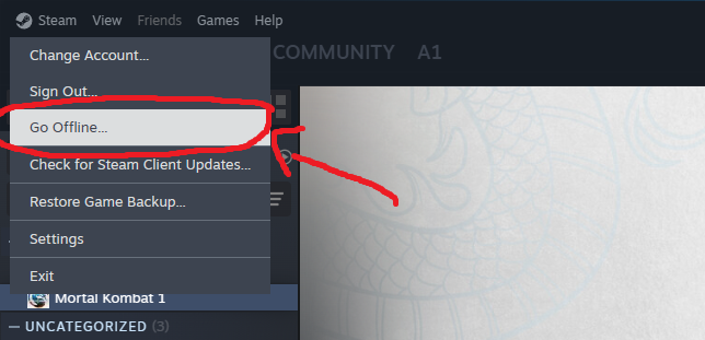 Bước 2 - Chuyển Steam sang Offline